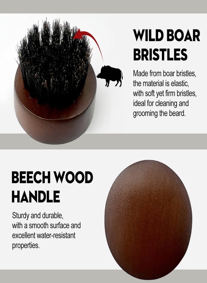 Zoolinn Men's Beard Brush, Small Round Wooden Handle, Sophisticated Boar Bristles - Image 3
